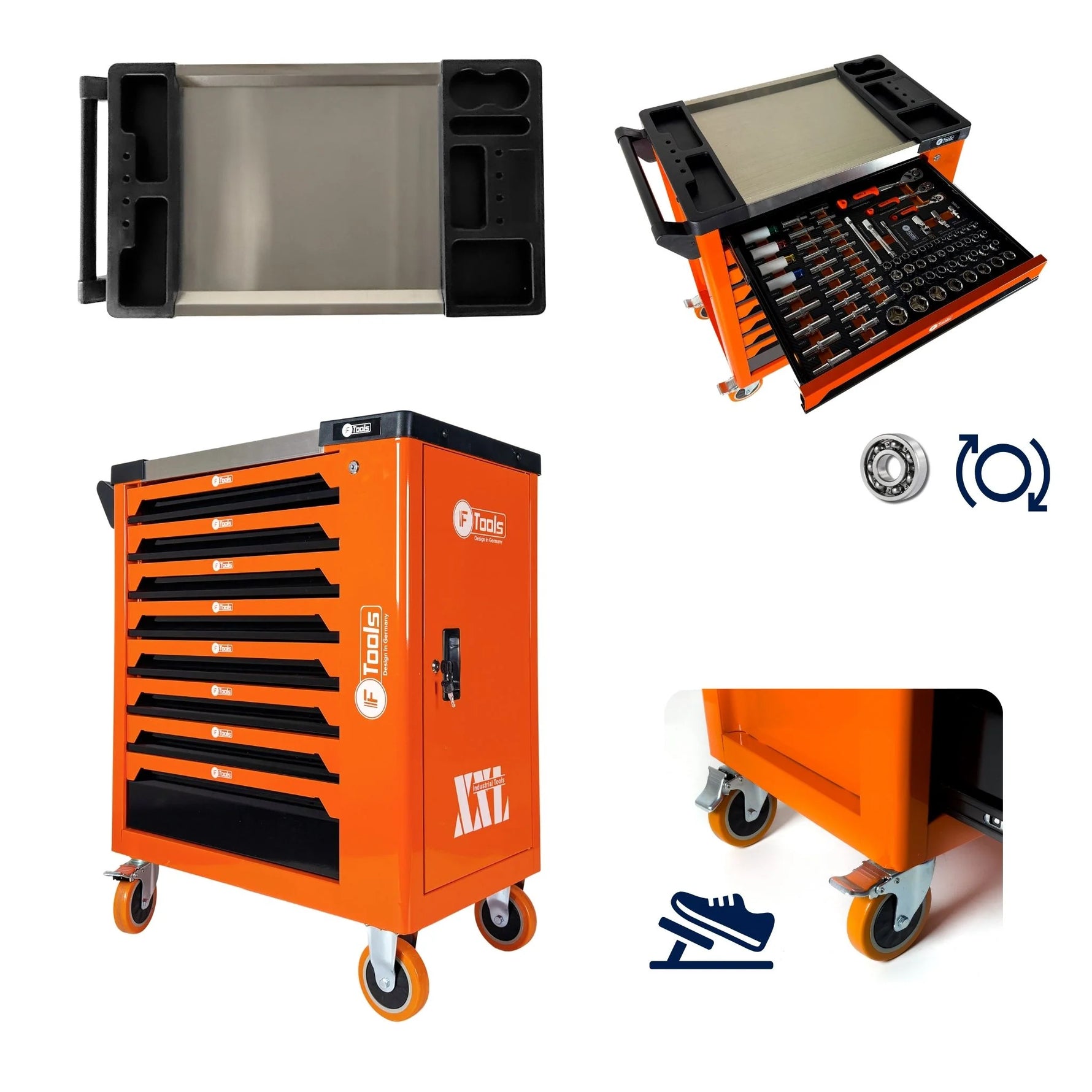 F-Tools workshop trolley 8 full drawers Side storage space (OG) image 4