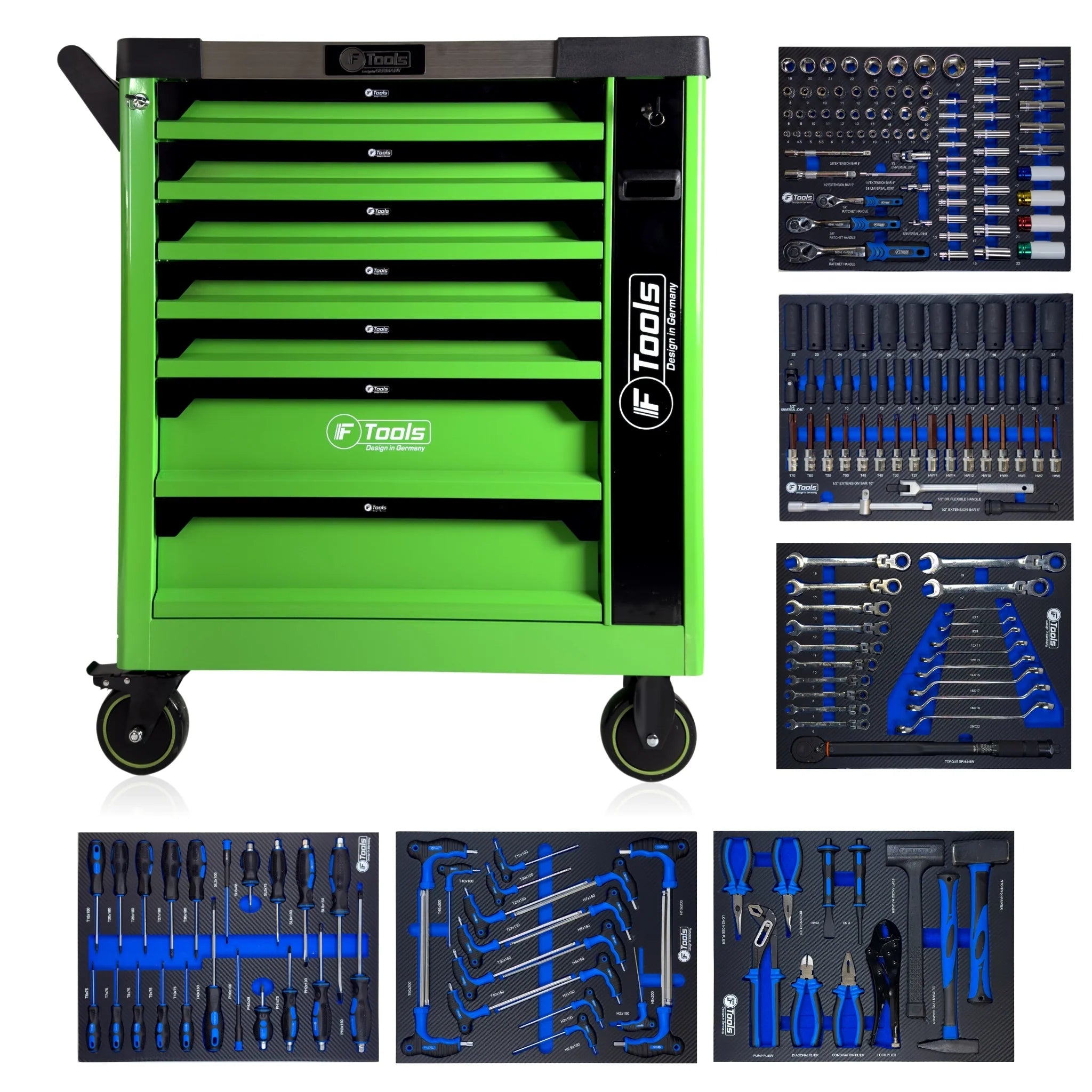 F-Tools Professional Workshop Trolley with 6 Equipped Drawers and Storage Compartment (VD) image 0