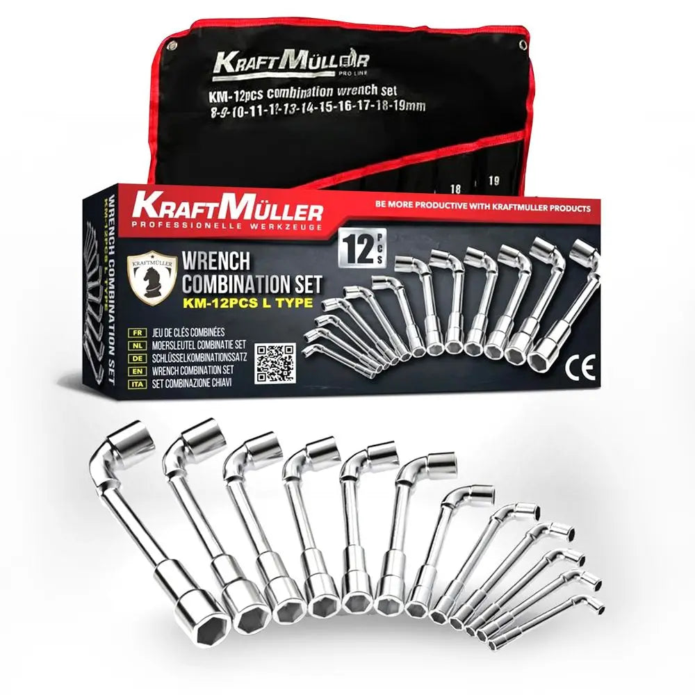 12-piece 6-sided hex socket wrench set from 8 to 19 mm image 0